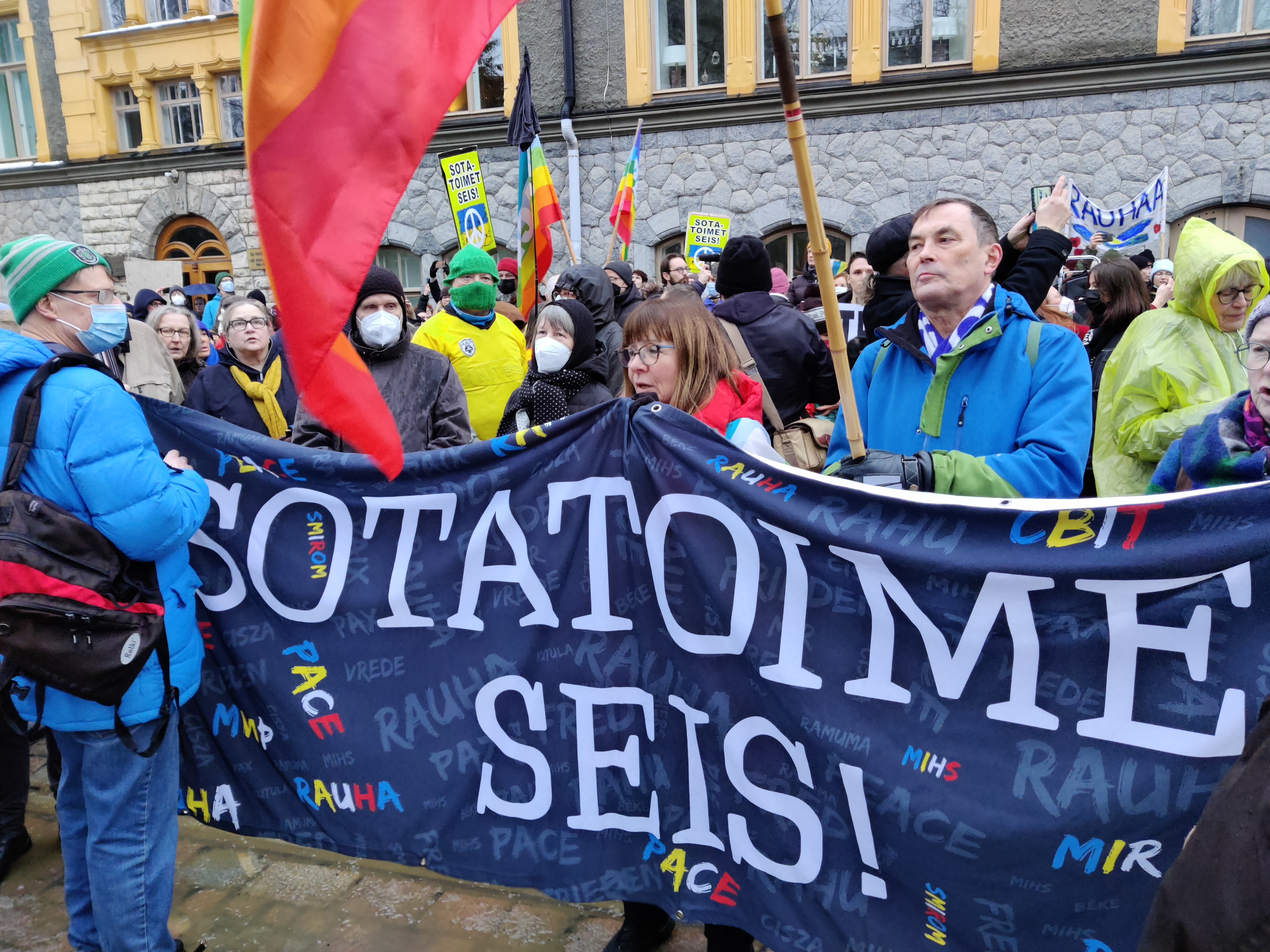 Mielenosoitus Ukrainan sotaa vastaan Helsinki 24.2.2022 kuva Toivo Koivisto